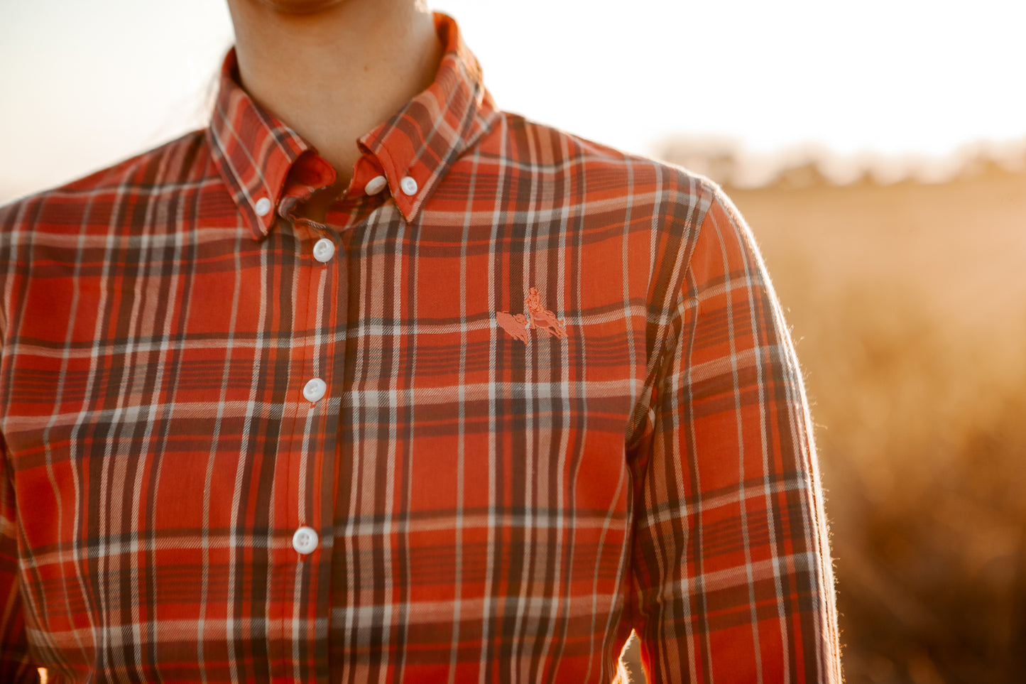 Ladies Long Sleeve Red Plaid Shirt