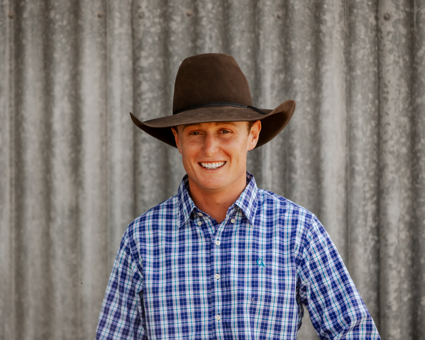 CLEARANCE - Men's Long Sleeve Shirt - Navy/Teal Plaid