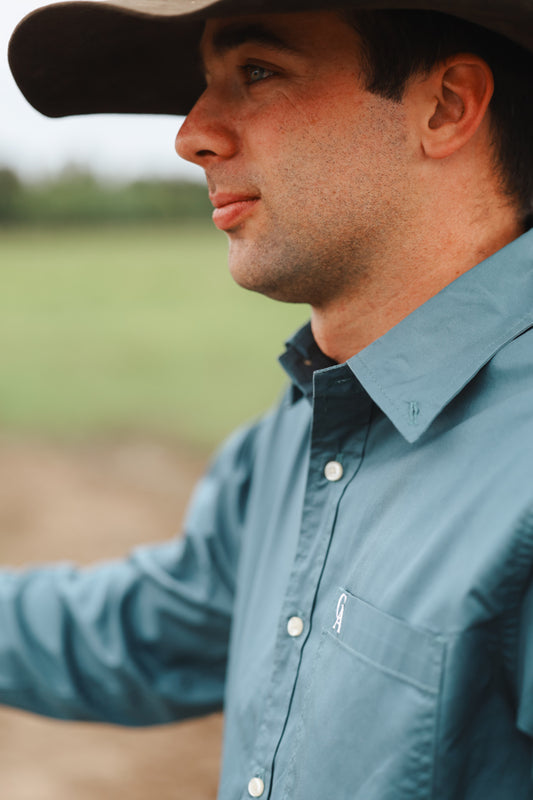 CLEARANCE - Men's Long Sleeve Shirt - Dark Teal