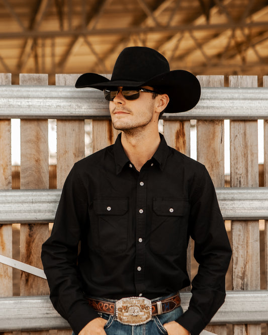 CLEARANCE - Mens Black Oxford Shirt
