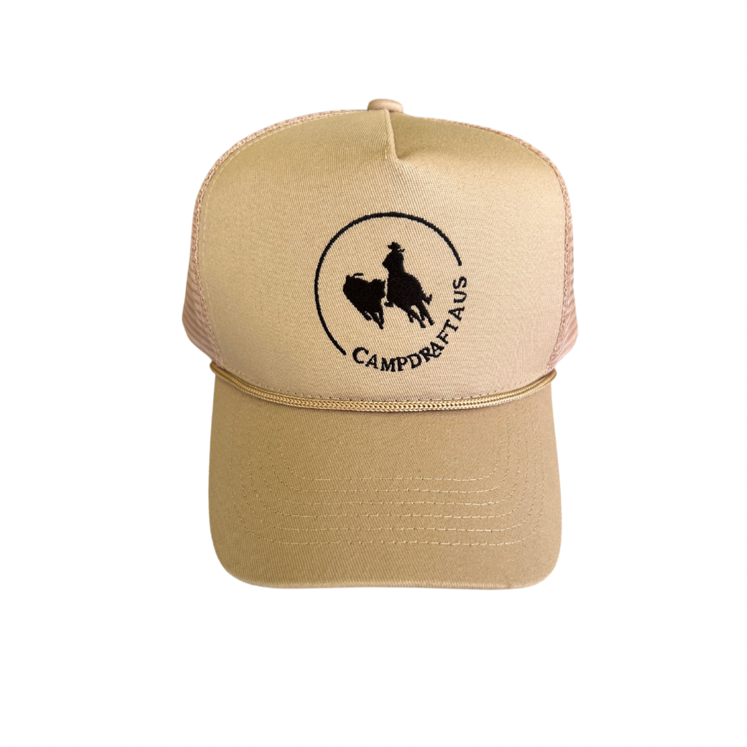 CLEARANCE - CampdraftAus Vintage Trucker Cap - Light Sand