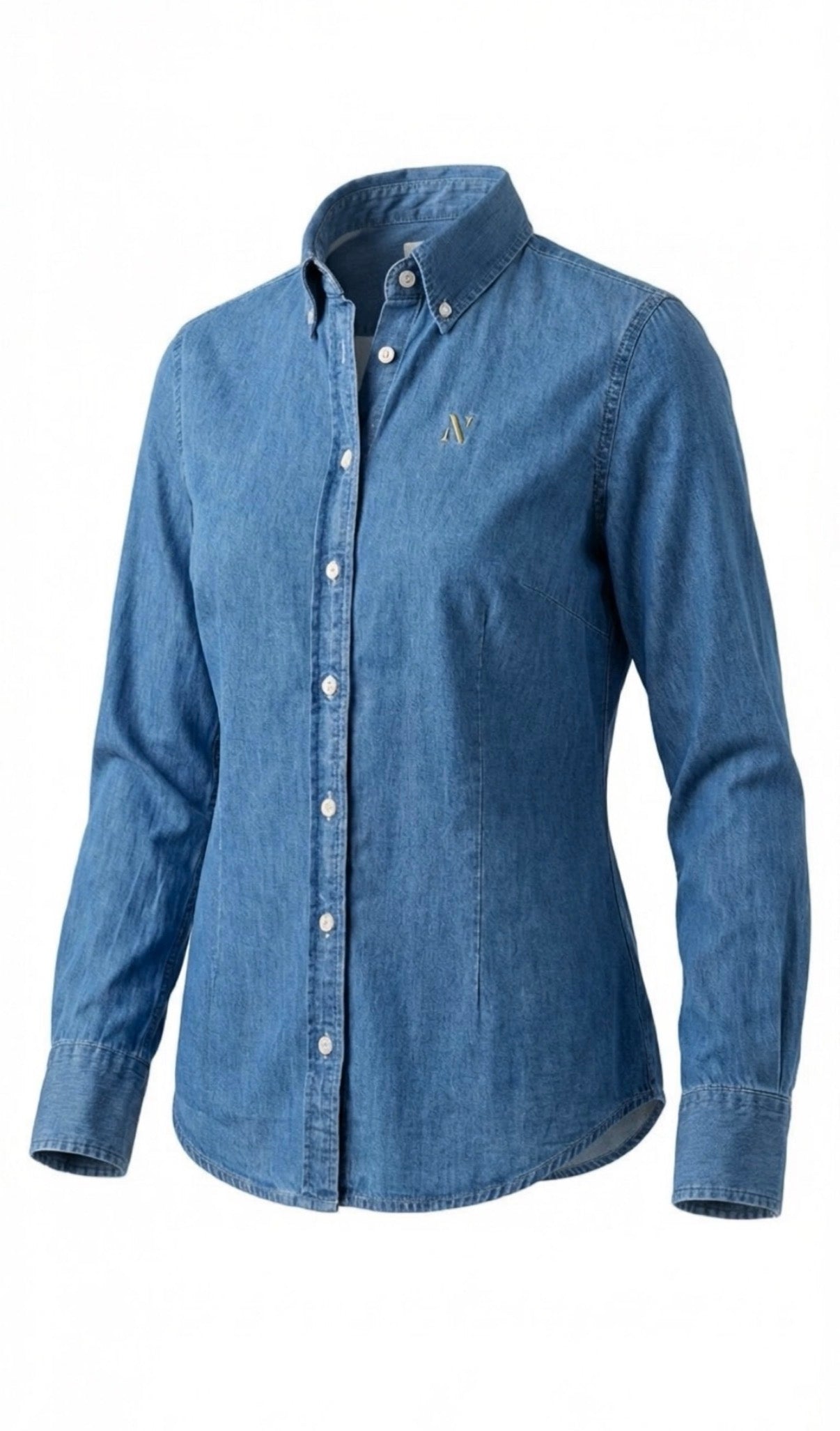 NINETY Ladies Classic Fit Long Sleeve Shirt - Denim Wash