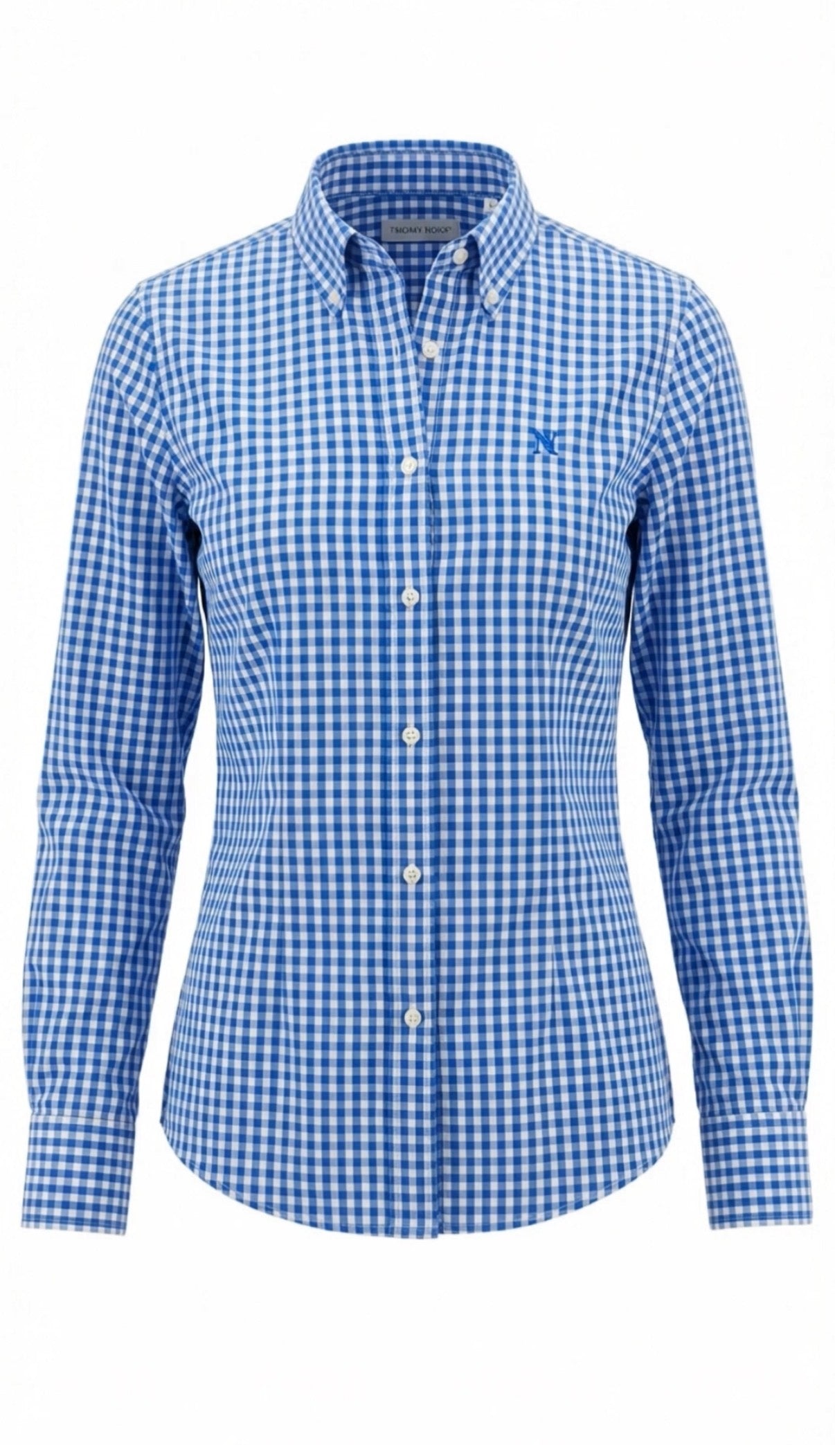 NINETY Ladies Slim Fit Long Sleeve Shirt - Royal Blue Check