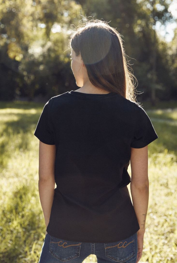 Ladies Embroidered Black T Shirt