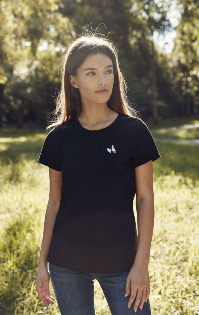 Ladies Embroidered Black T Shirt