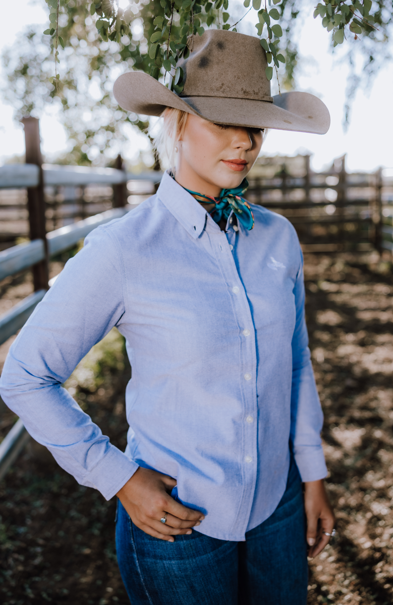 CLEARANCE - Ladies Charcoal Oxford Shirt