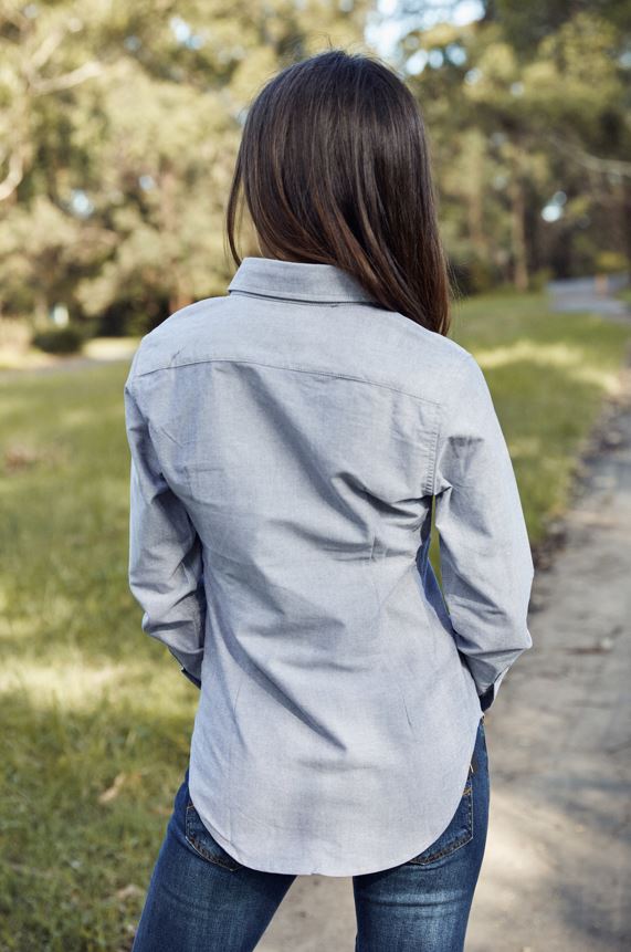 CLEARANCE - Ladies Charcoal Oxford Shirt