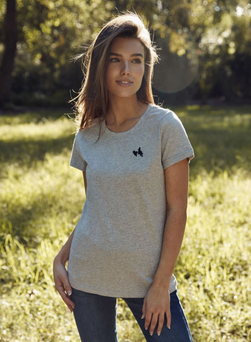 Ladies Embroidered Grey T Shirt