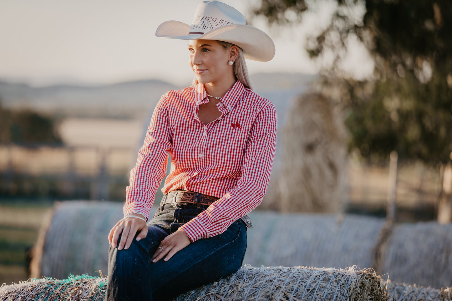Ladies Long Sleeve Red Check Shirt