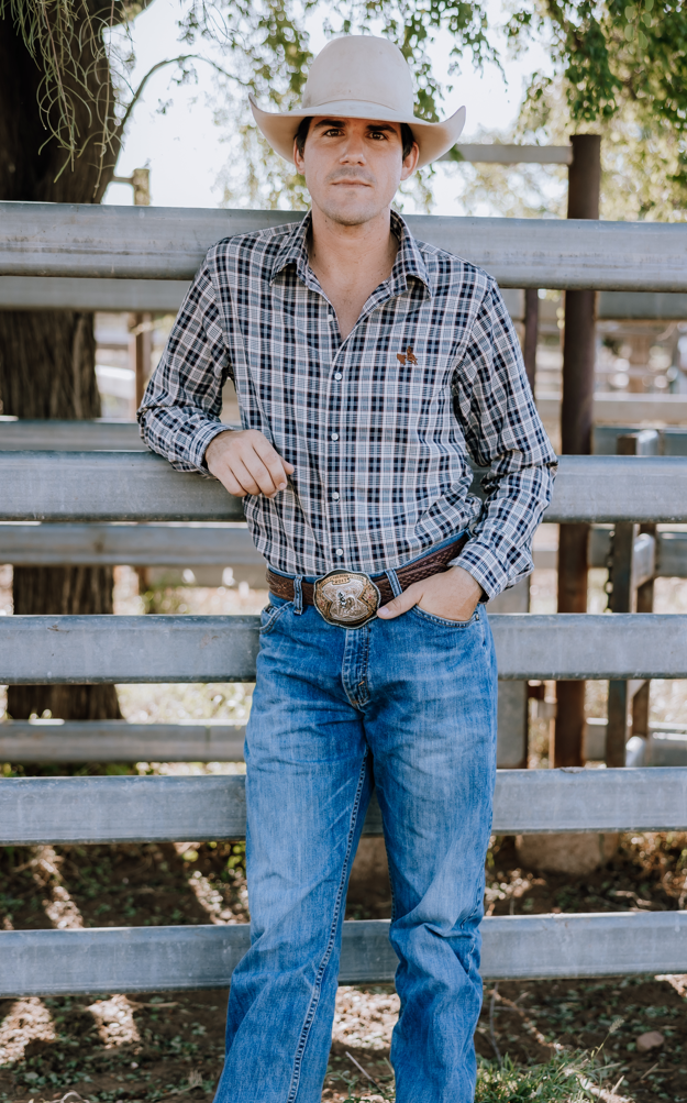 Men's Long Sleeve Brown Plaid