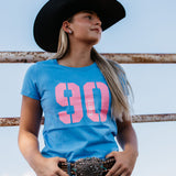 Ladies Ninety Logo Tee - Cornflower