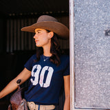Ladies Ninety Logo Tee - Navy