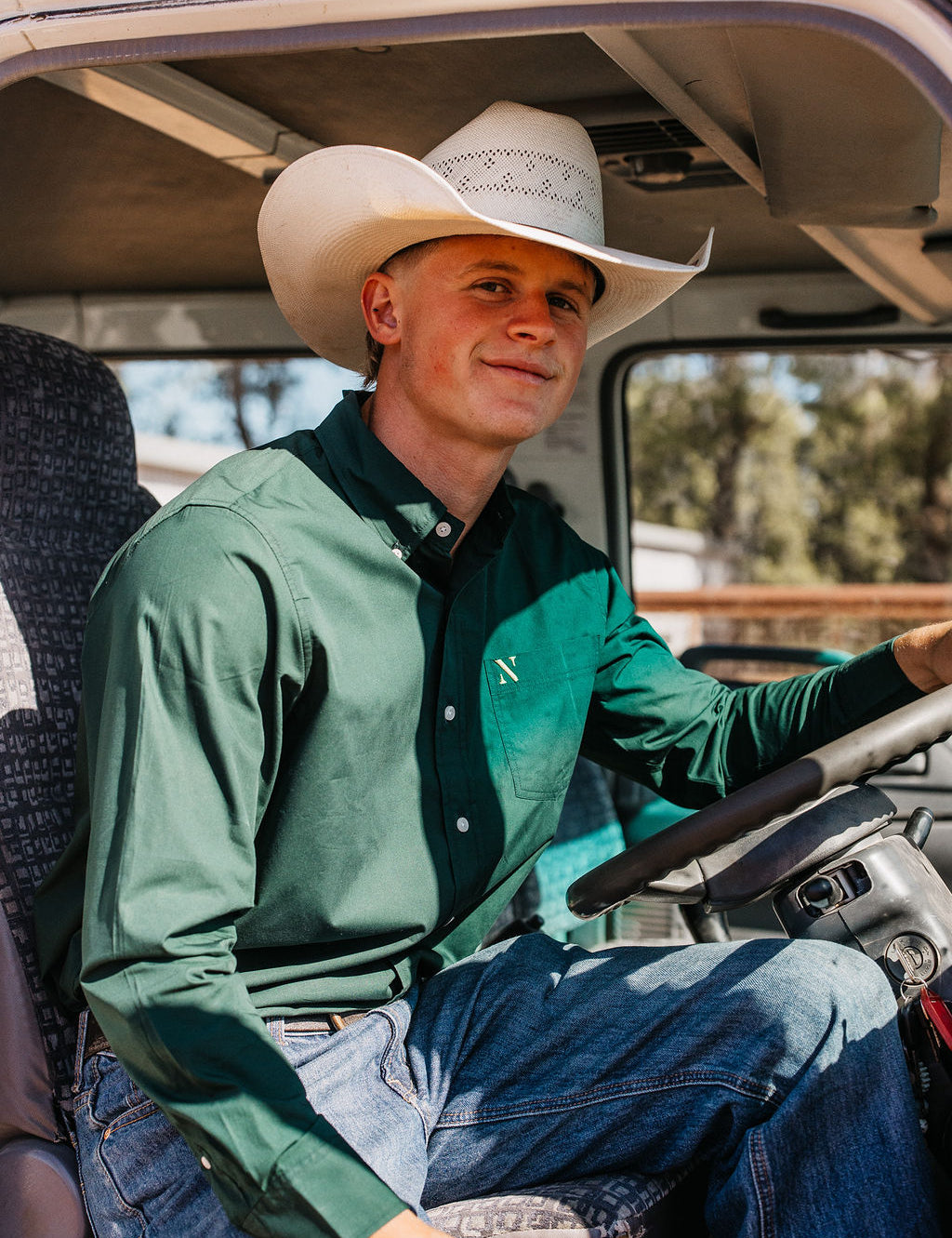 NINETY Men's Long Sleeve Shirt - Forest Green