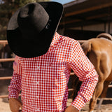 NINETY Men's Long Sleeve Shirt - Red Check