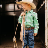 NINETY Kids Long Sleeve Shirt - Green Check
