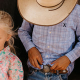 NINETY Kids Long Sleeve Shirt - Light Blue Check