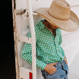 NINETY Kids Long Sleeve Shirt - Green Check