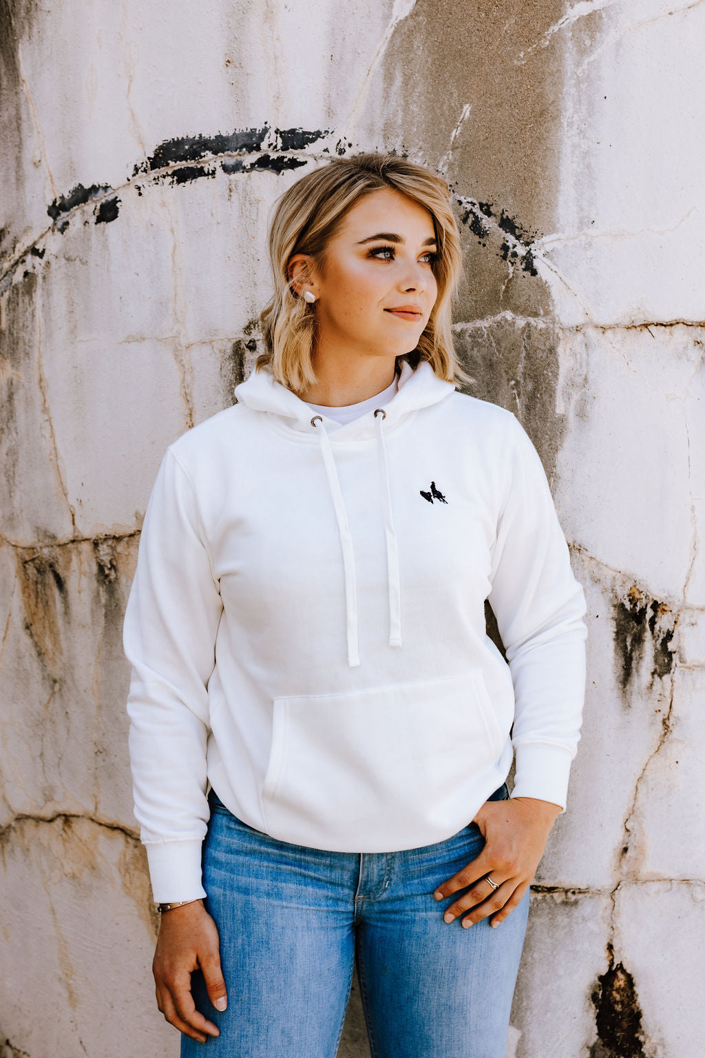 CLEARANCE - Ladies Classic White Hoodie