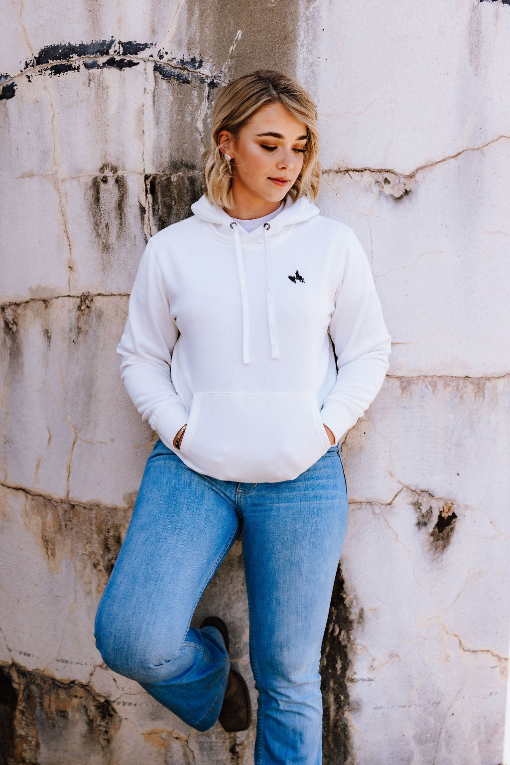 CLEARANCE - Ladies Classic White Hoodie