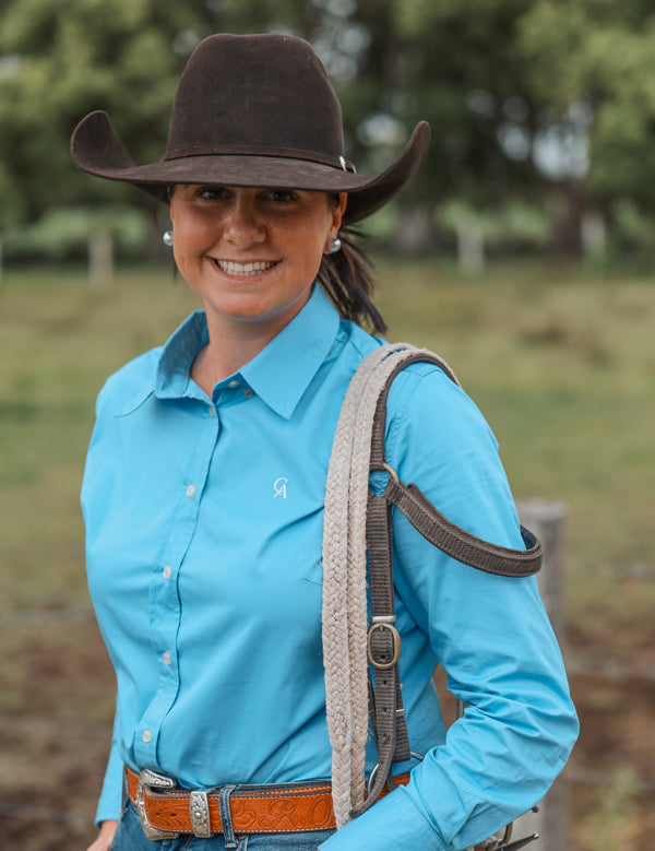 Ladies Classic Fit Long Sleeve Shirt - Cornflower Blue