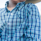 CampdraftKids Long Sleeve Shirt - Navy/Aqua Check