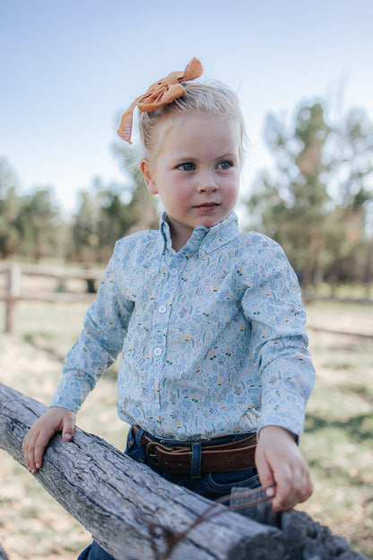 CampdraftKids Long Sleeve Shirt - Blue Floral