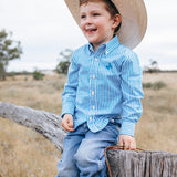 CampdraftKids Long Sleeve Shirt - Ocean Blue Stripe