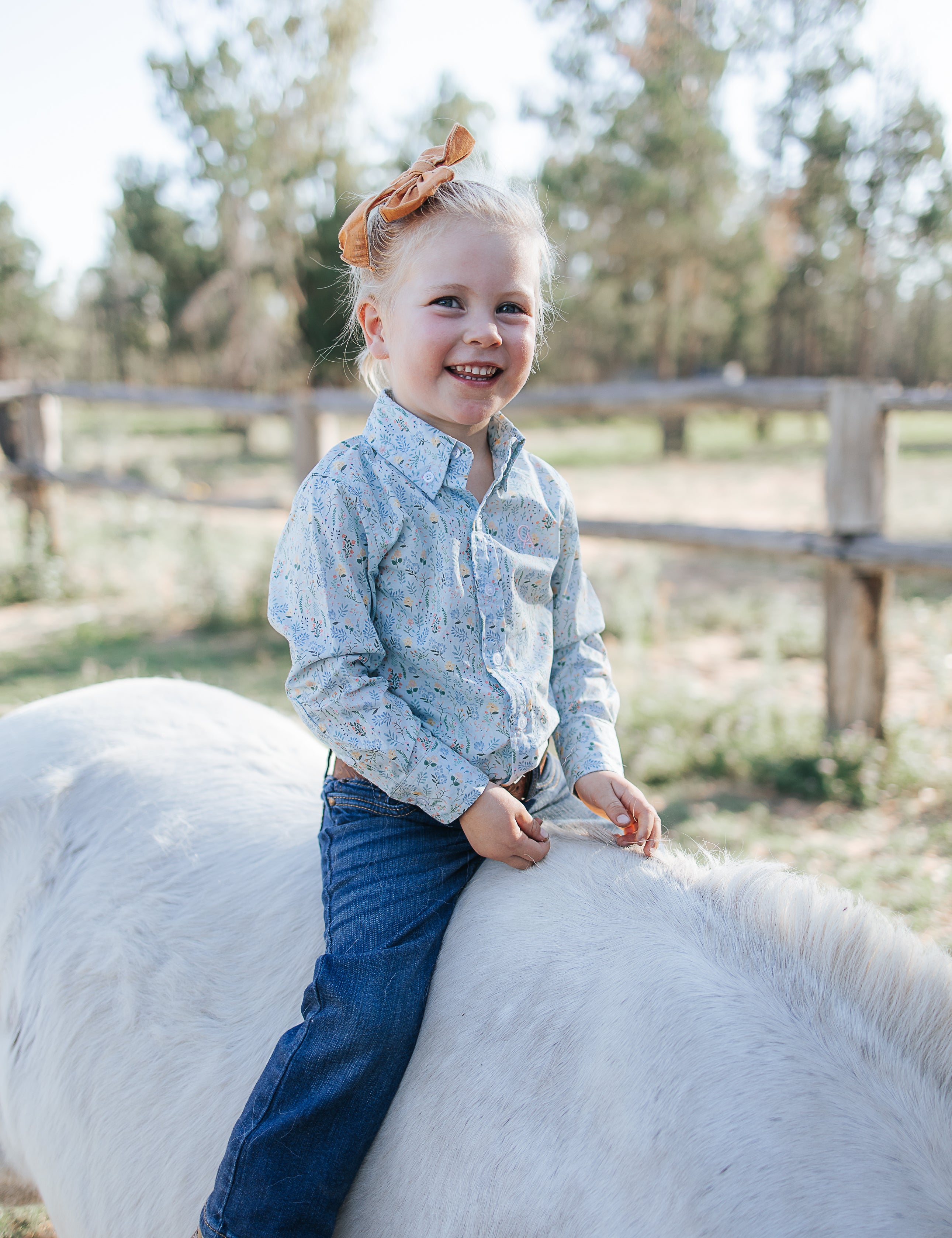 CampdraftKids Long Sleeve Shirt - Blue Floral