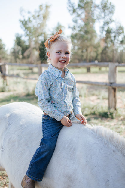 CampdraftKids Long Sleeve Shirt - Blue Floral