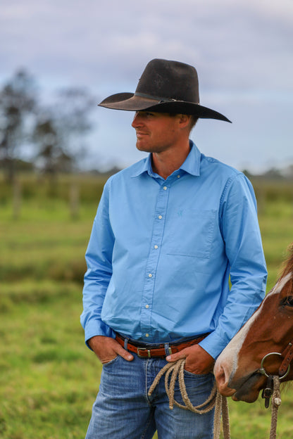 Men's Long Sleeve Shirt - Cornflower