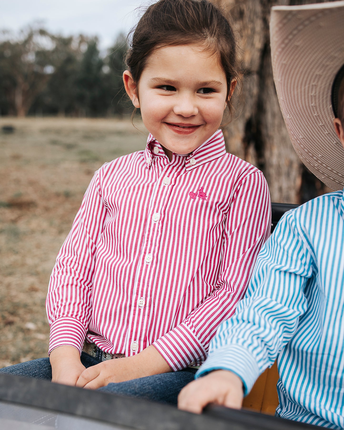 CampdraftKids Long Sleeve Shirt - Hot Pink Stripe