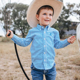 CampdraftKids Long Sleeve Shirt - Ocean Blue Stripe