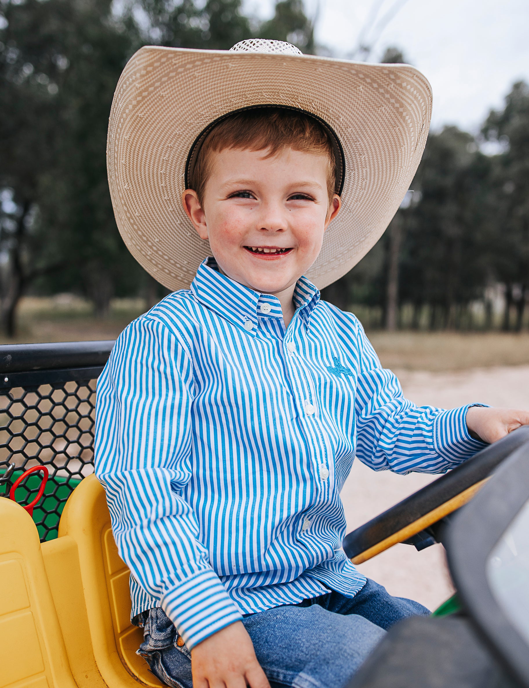 CampdraftKids Long Sleeve Shirt - Ocean Blue Stripe