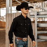 Mens Long Sleeve Black Oxford