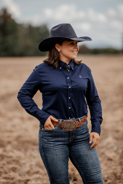 Ladies NEW Classic Fit Long Sleeve Shirt - Navy