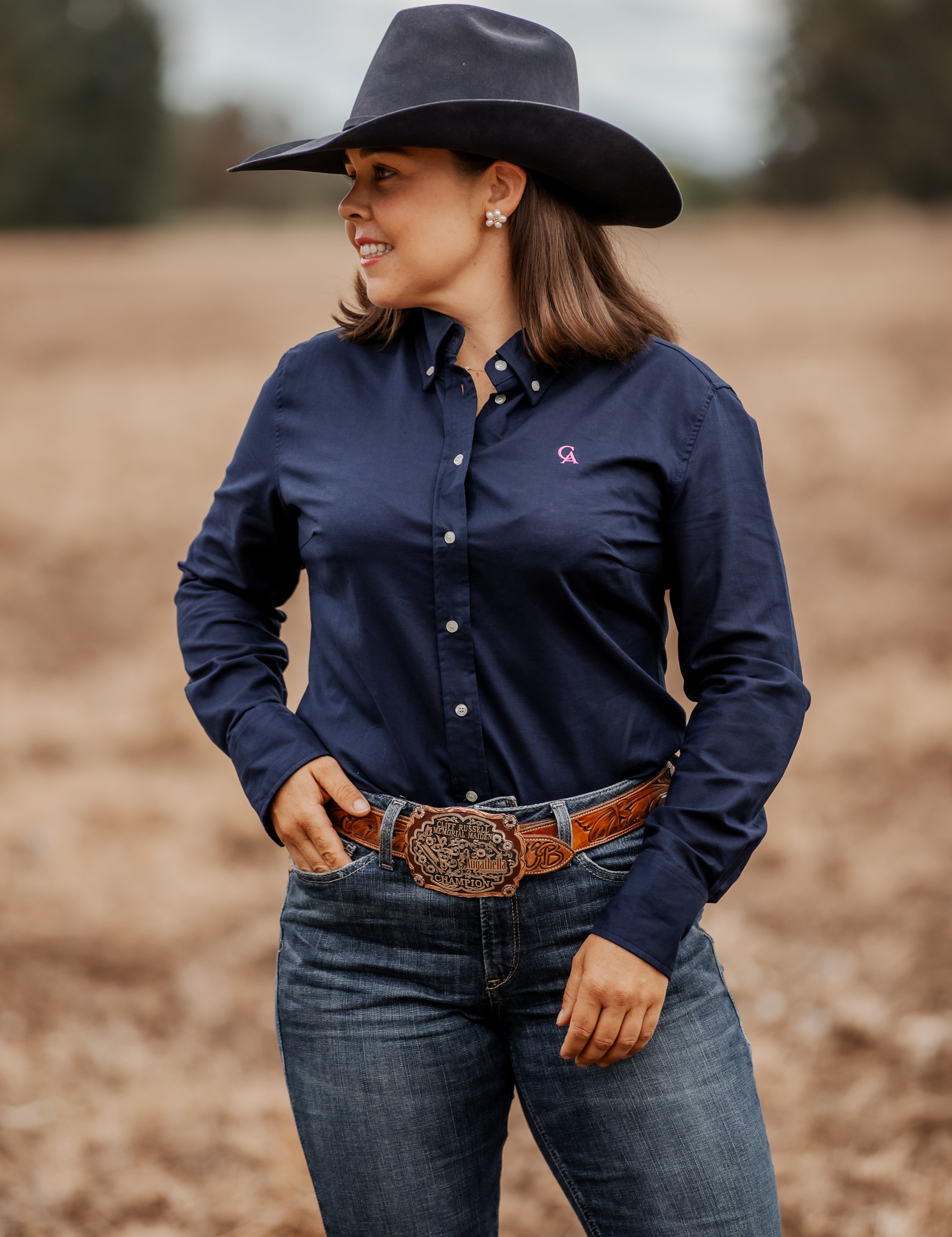 Ladies Classic Fit Long Sleeve Shirt - Navy