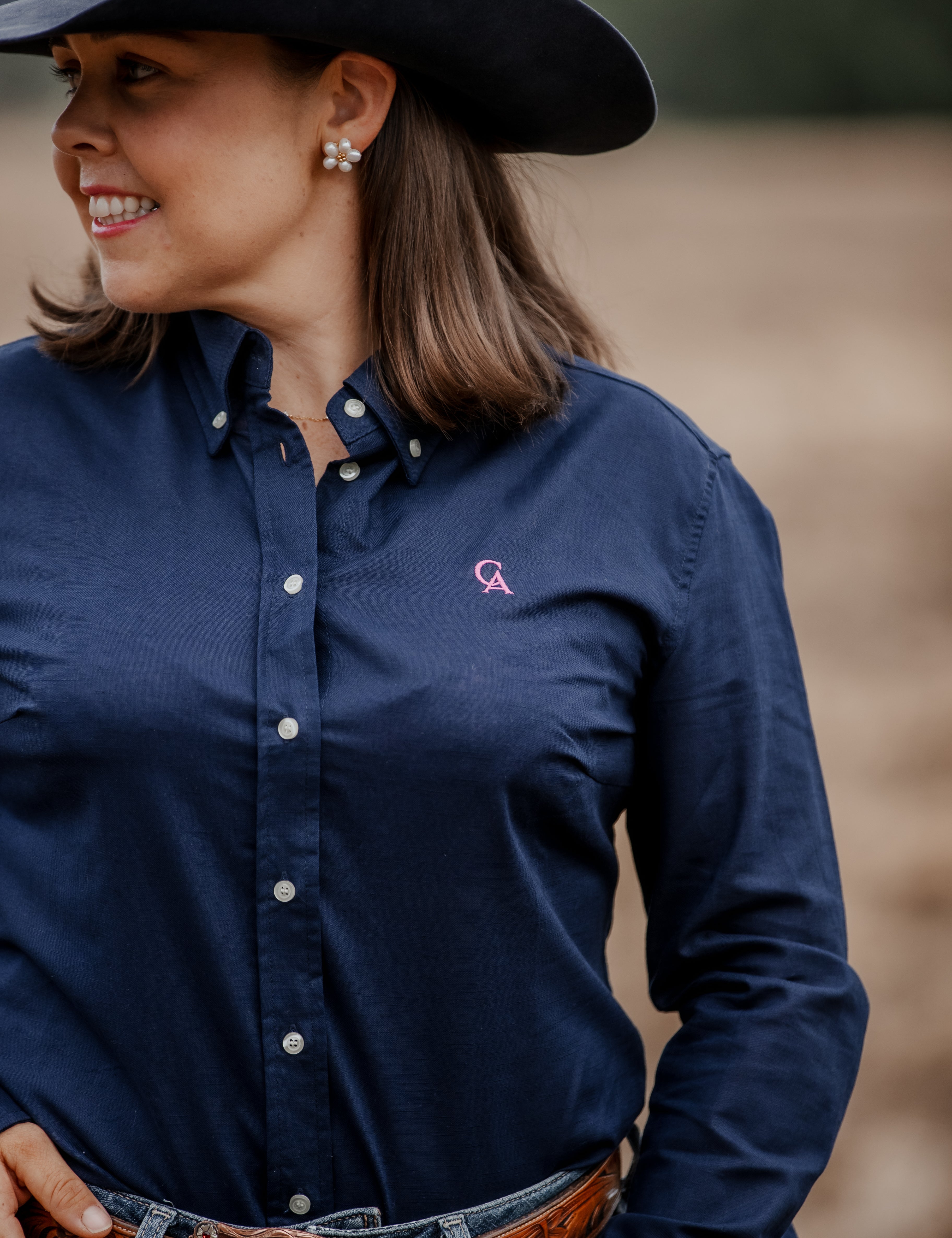 Ladies Classic Fit Long Sleeve Shirt - Navy