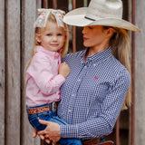Ladies Slim Fit Long Sleeve Shirt - Navy Check