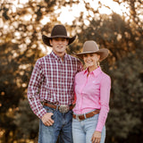 Men's Long Sleeve Shirt - Maroon Plaid