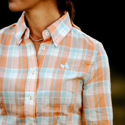 Ladies Long Sleeve Shirt - Orange Sherbert