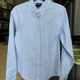 SECONDS Ladies Long Sleeve Shirt - Cornflower Blue Stripe