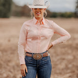 Ladies Slim Fit Long Sleeve Shirt - Peach