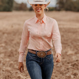 Ladies Slim Fit Long Sleeve Shirt - Peach