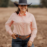 Ladies Classic Fit Long Sleeve Shirt - Peach
