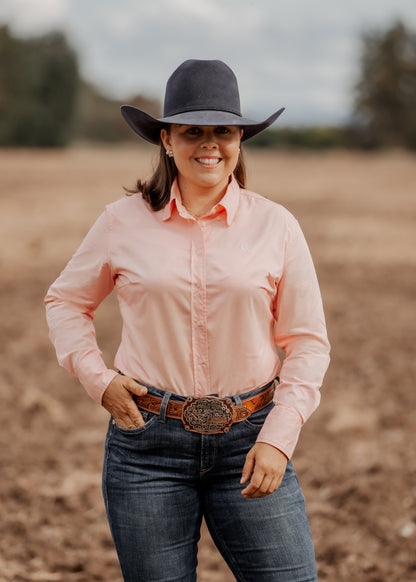 Ladies NEW Classic Fit Long Sleeve Shirt - Peach