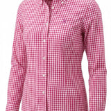 NINETY Ladies Slim Fit Long Sleeve Shirt - Hot Pink Check