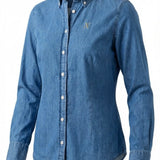 NINETY Ladies Classic Fit Long Sleeve Shirt - Denim Wash