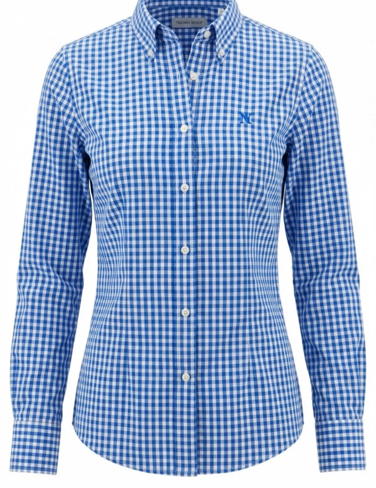 NINETY Ladies Slim Fit Long Sleeve Shirt - Royal Blue Check