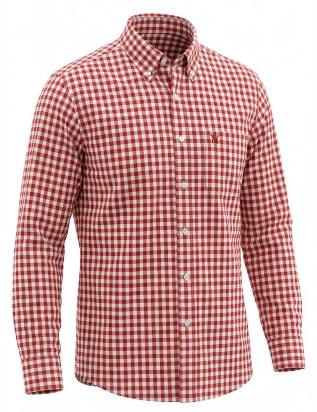 NINETY Men's Long Sleeve Shirt - Red Check