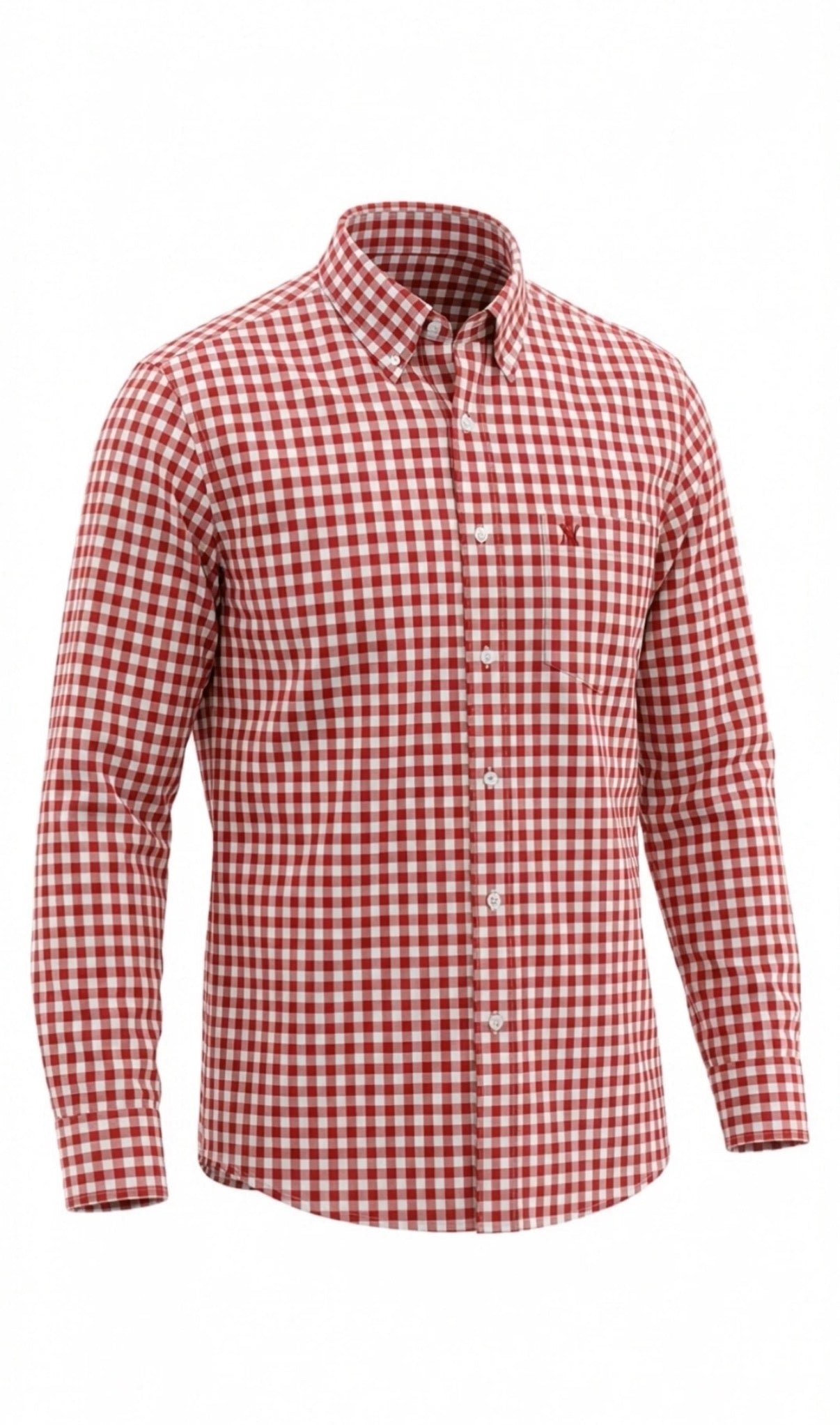 NINETY Men's Long Sleeve Shirt - Red Check
